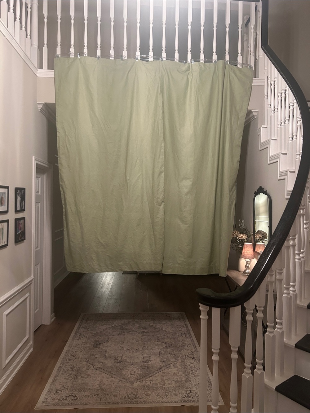 Pottery Barn Sage Green Curtain Panel with White Lining